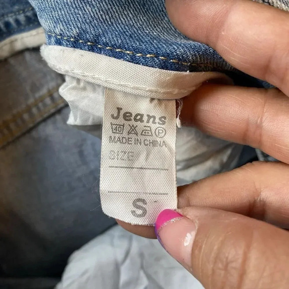 Y2K Alexanbre Women's S Button Fly Denim Jean Shorts Med-Light Blue Pockets - Picture 4 of 9